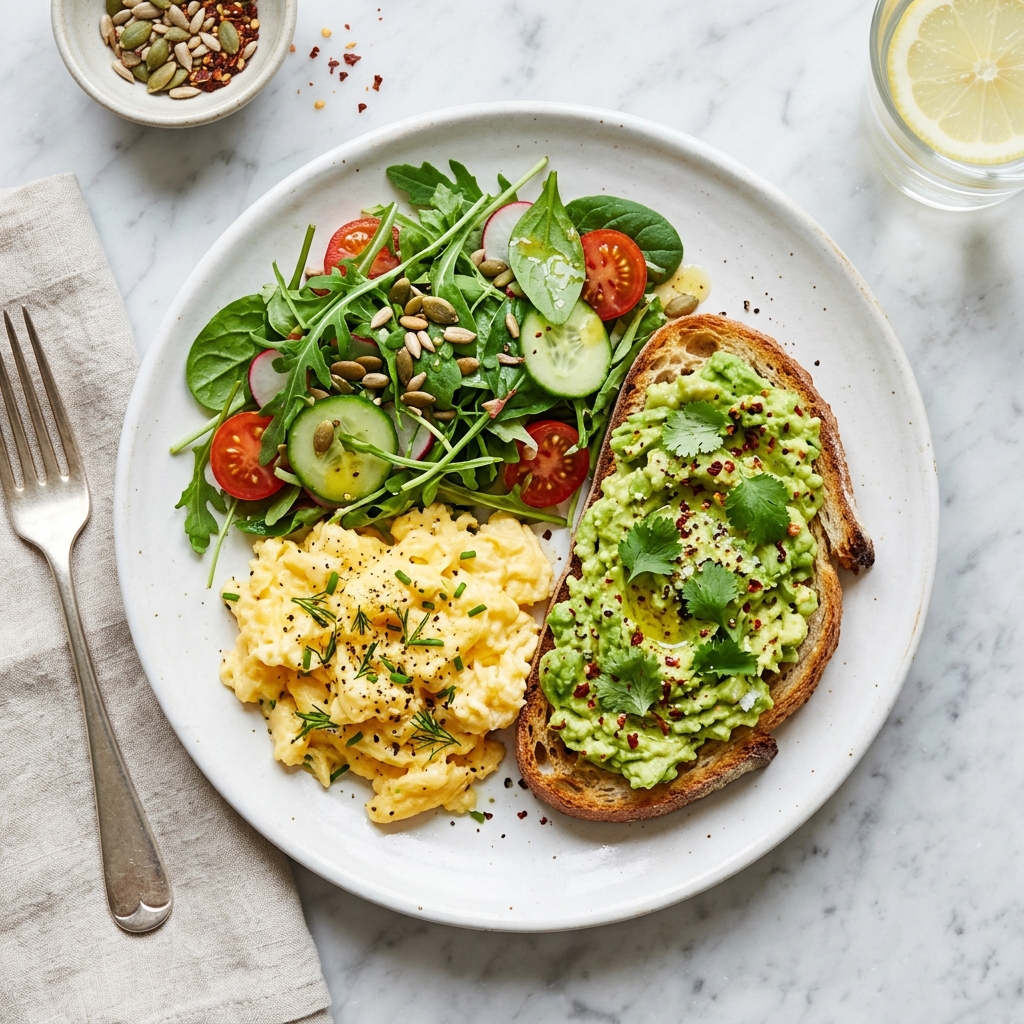 Eggs and avocado toast